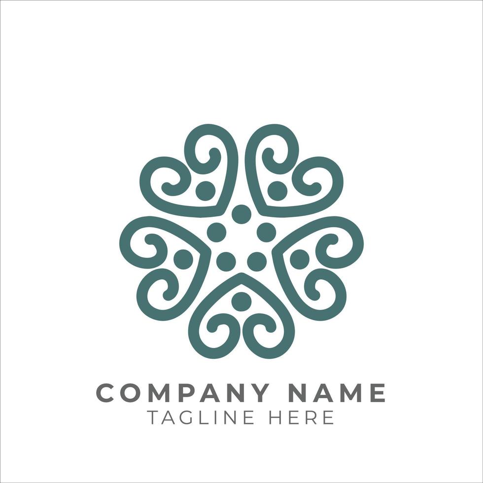 geometric traditional floral pattern logo design vector