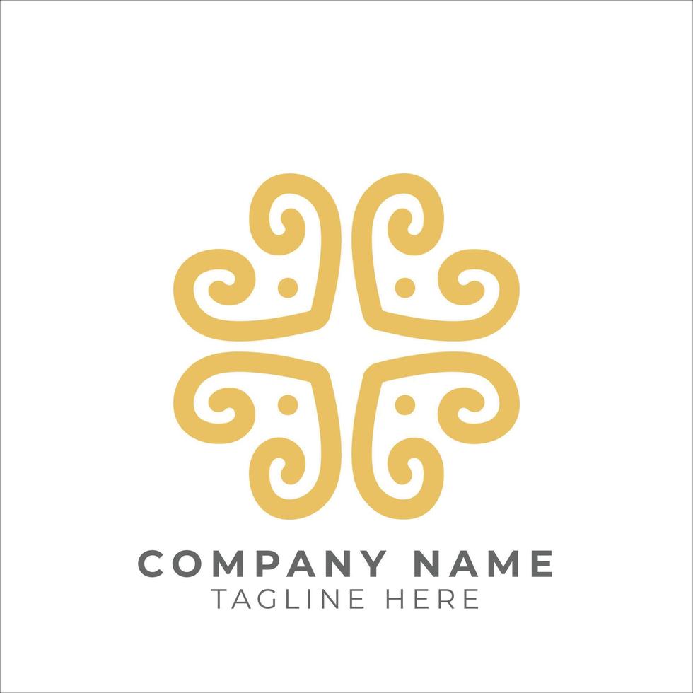 geometric traditional floral pattern logo design vector