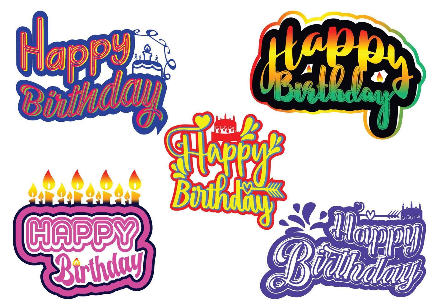 Happy birthday new t shirt and sticker design vector