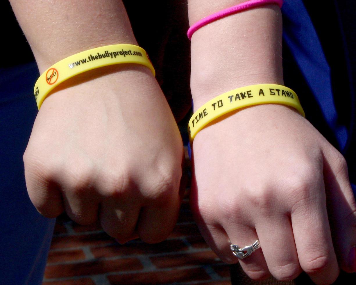 CULVER CITY, FEB 28 - Bullyproject com bracelets at the Bully Documentary Baloon Release Event at the Culver City High School on February 28, 2013 in Culver City, CA photo