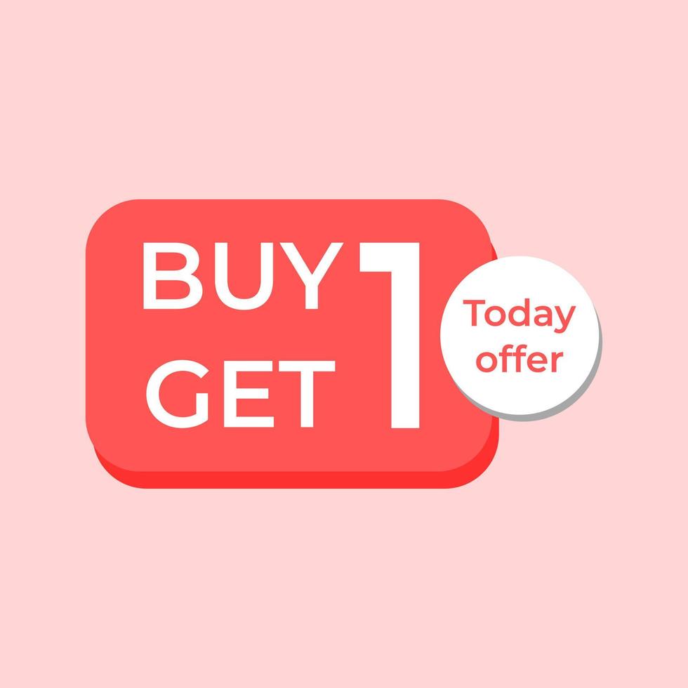 Special offer buy 1 get 1 banner design. Buy 1 get 1 template for social media design. Special offer sticker. Buy one get one promotion template design. vector