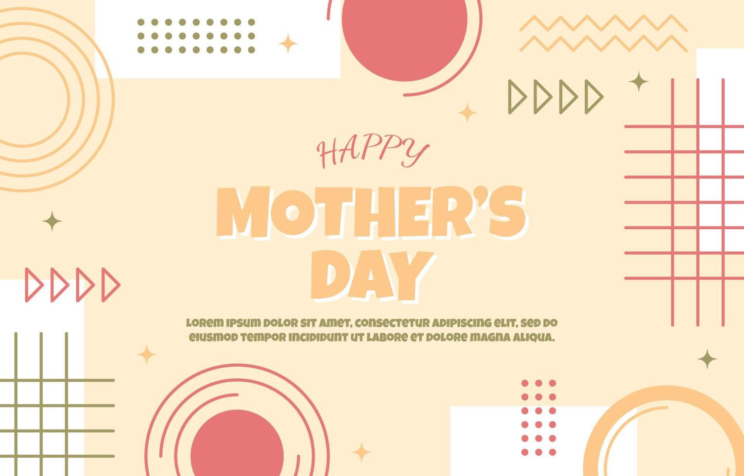 Happy Mother Day Family Gift Card Memphis Abstract Style vector