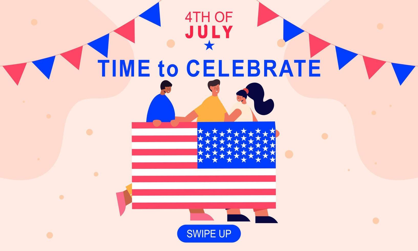 Flat design 4th of july banner template vector