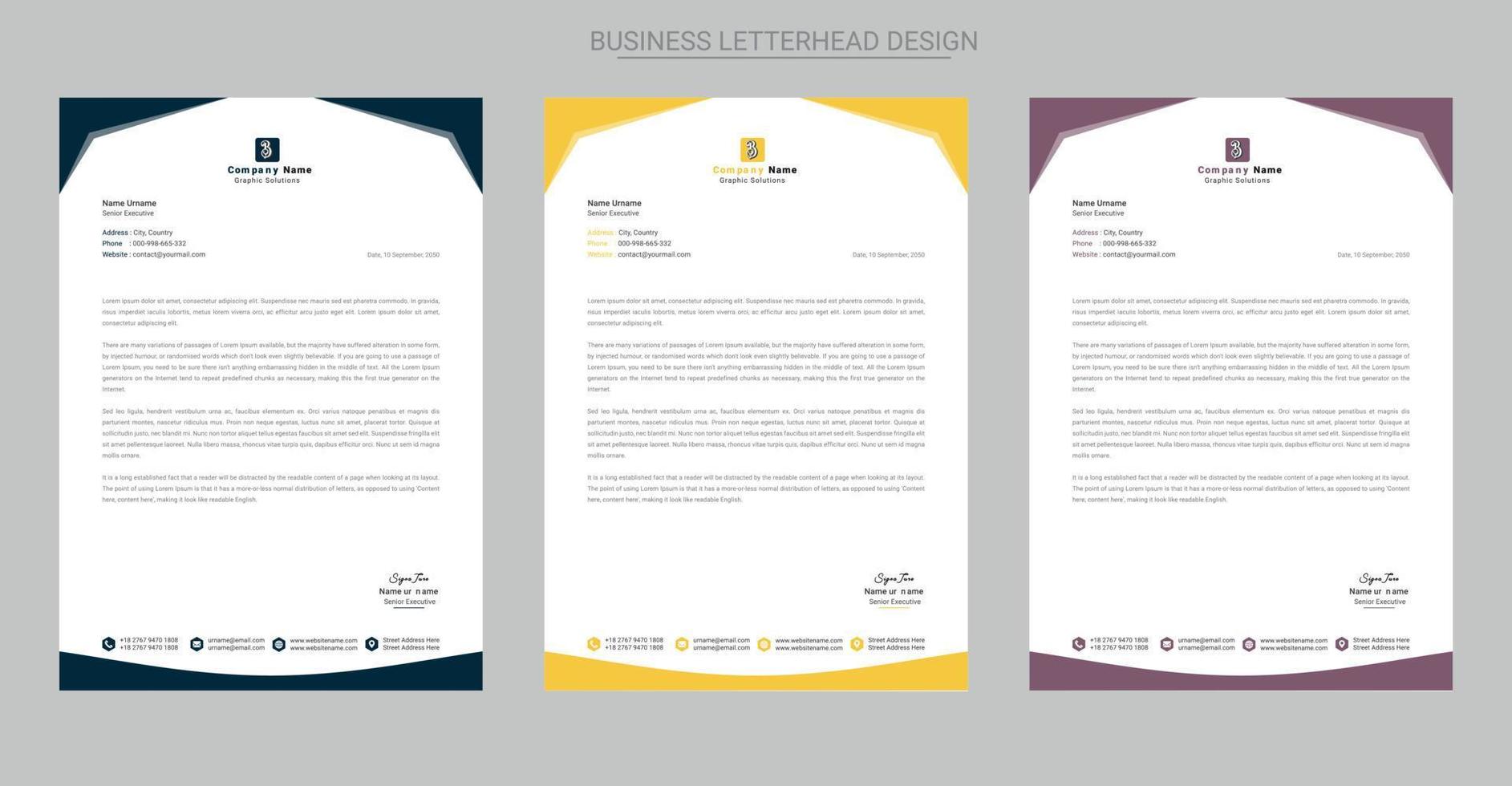 Professional creative company letterhead template design vector