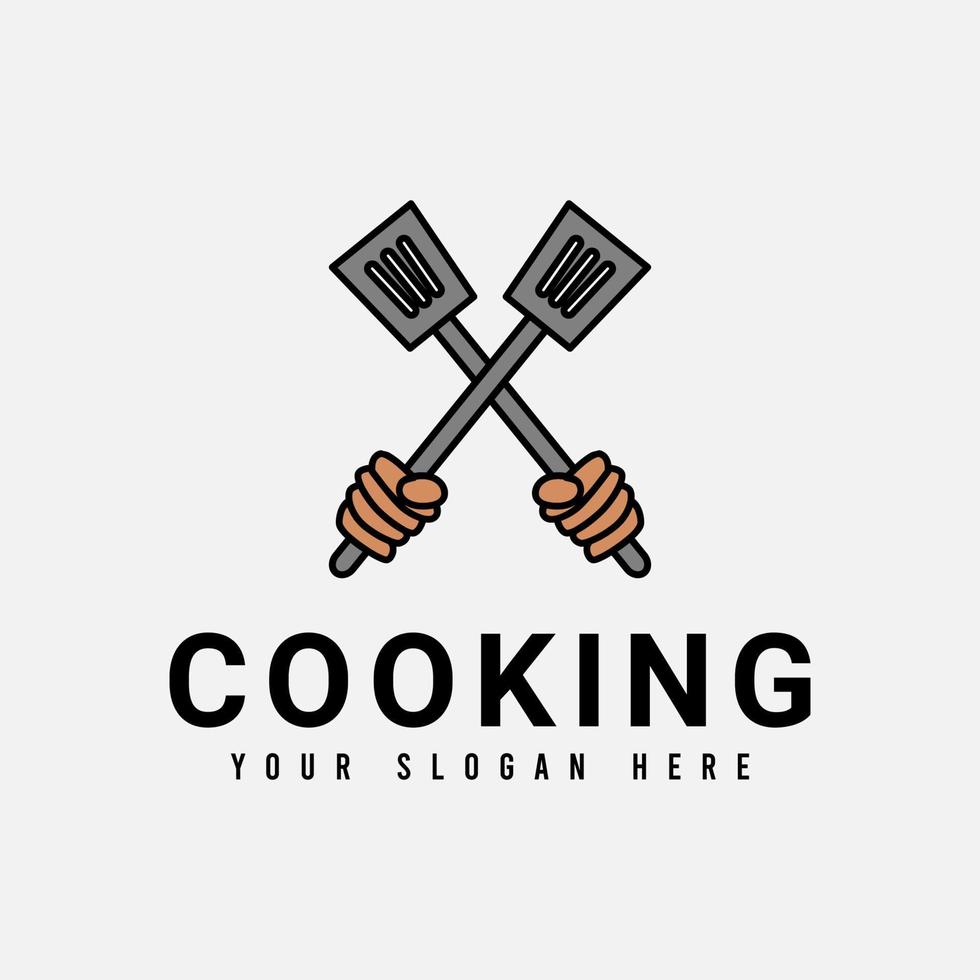 Simple and Clean Black Cooking Logo Template vector