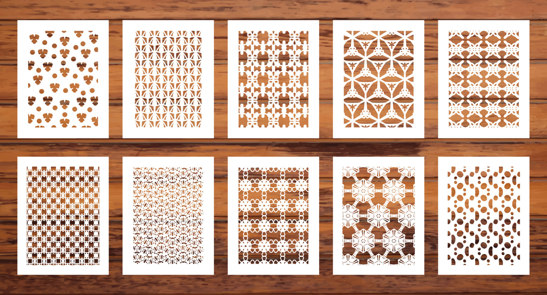 Set of 10 laser cut template, stencil template 11990791 Vector Art at