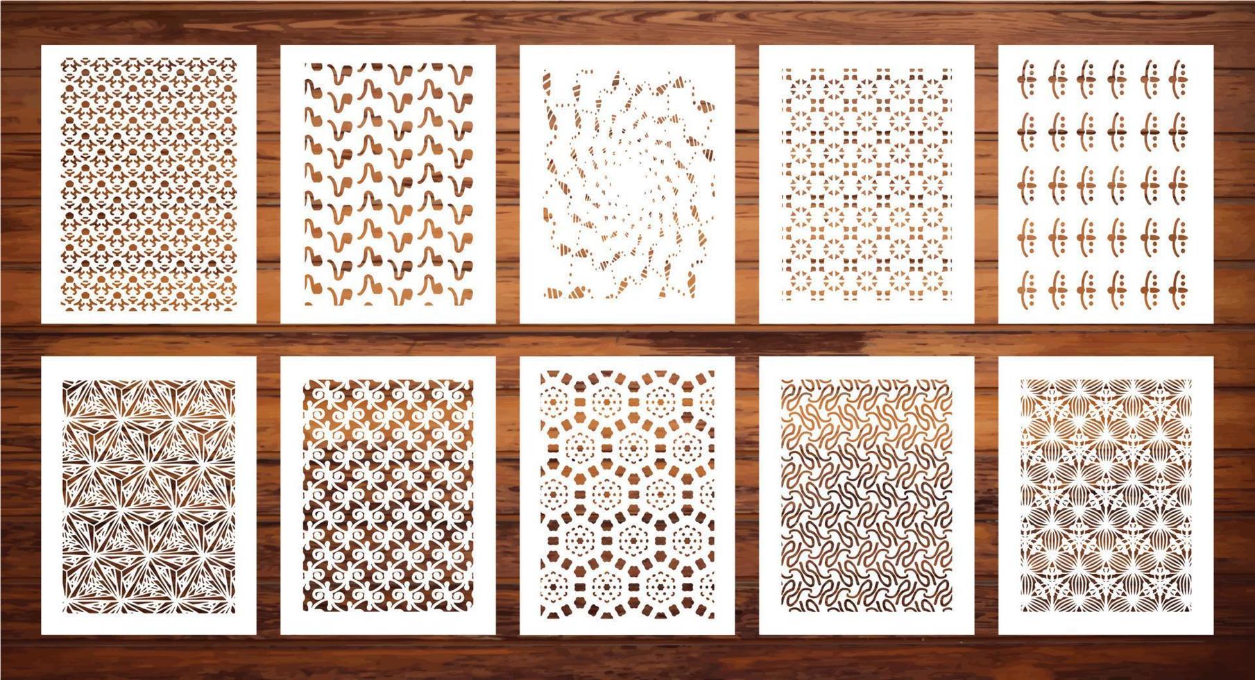 Set of 10 laser cut template, stencil template vector