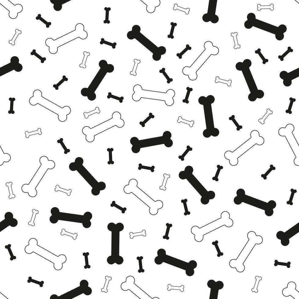 Dogs pattern in doodle style with bones on white background. Doodle vector illustration. Cute seamless pattern for fabric, textile, postcards