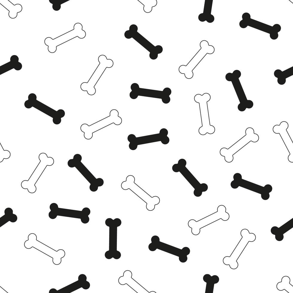 Dog Bone black color and silhouette of bones isolated on white background. Seamless pattern vector puppy wallpaper