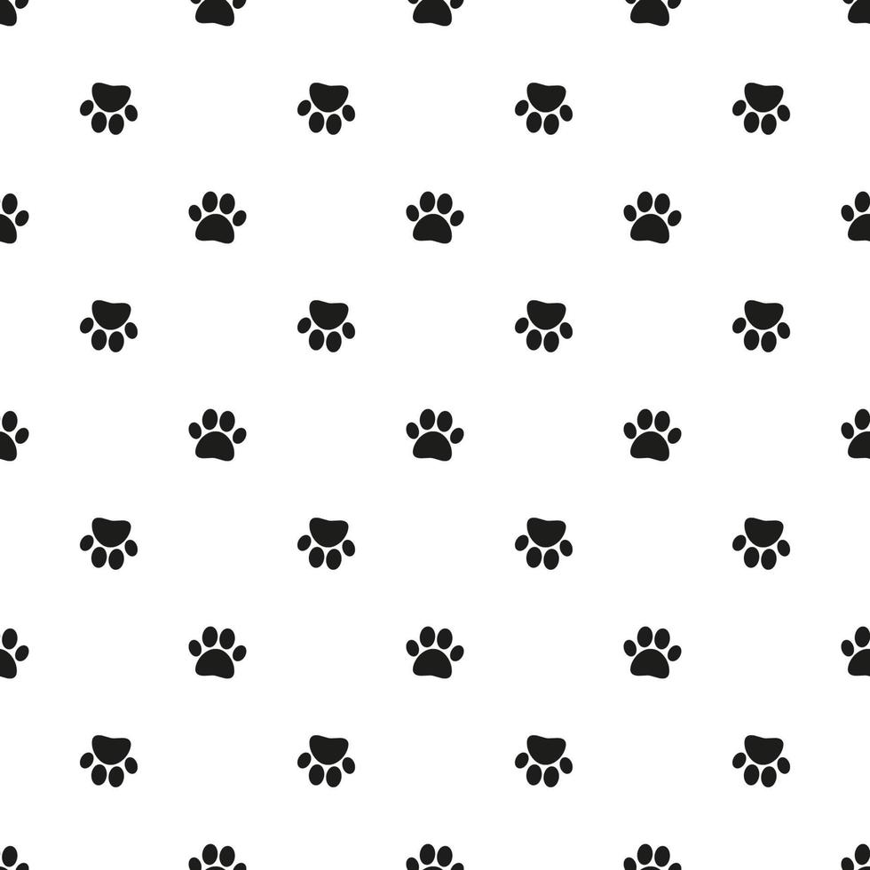 Seamless cute black doodle paw prints for fabric, textile, prints. Vector background