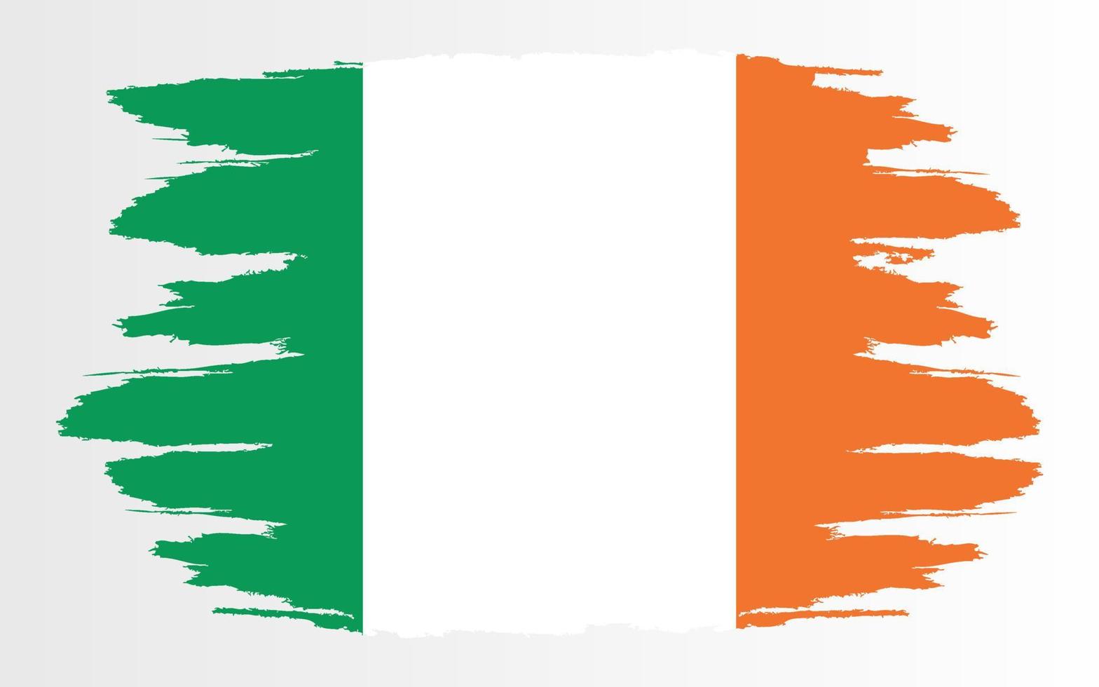 Flag of Ireland, brush stroke background. vector