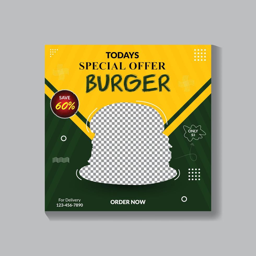 Editable Food and Restaurant Social Media Post Template Design vector