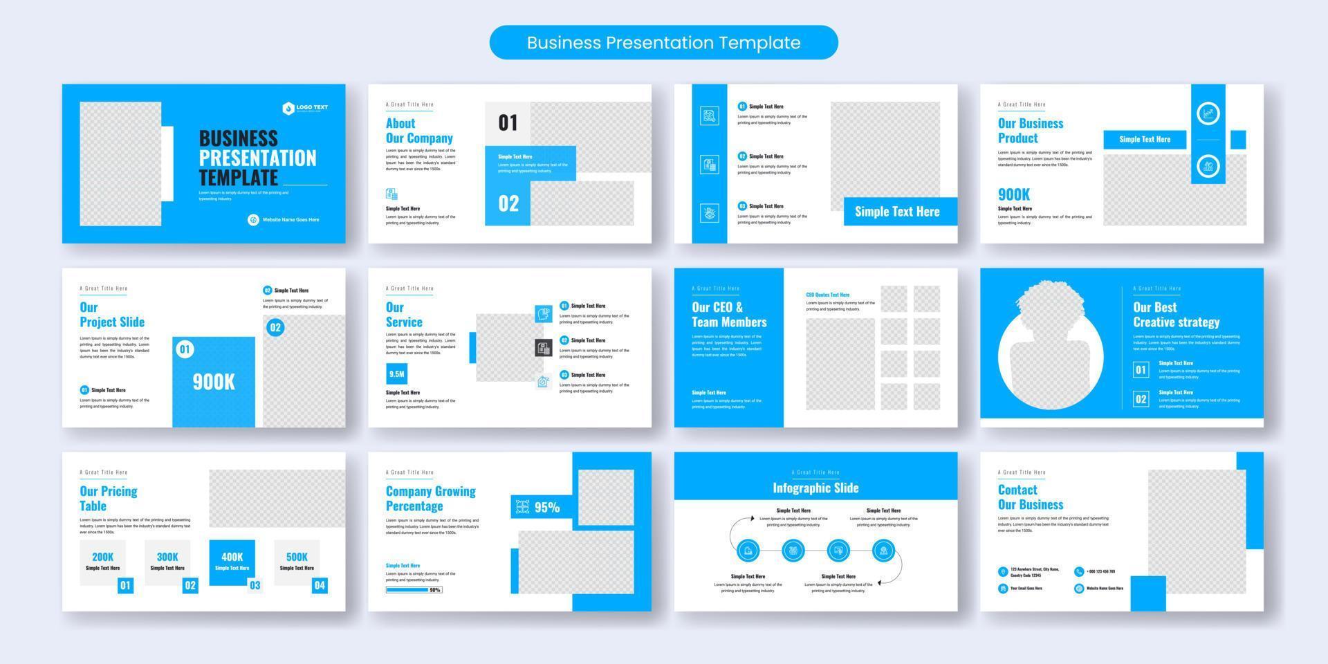 Creative business presentation slide template design set vector