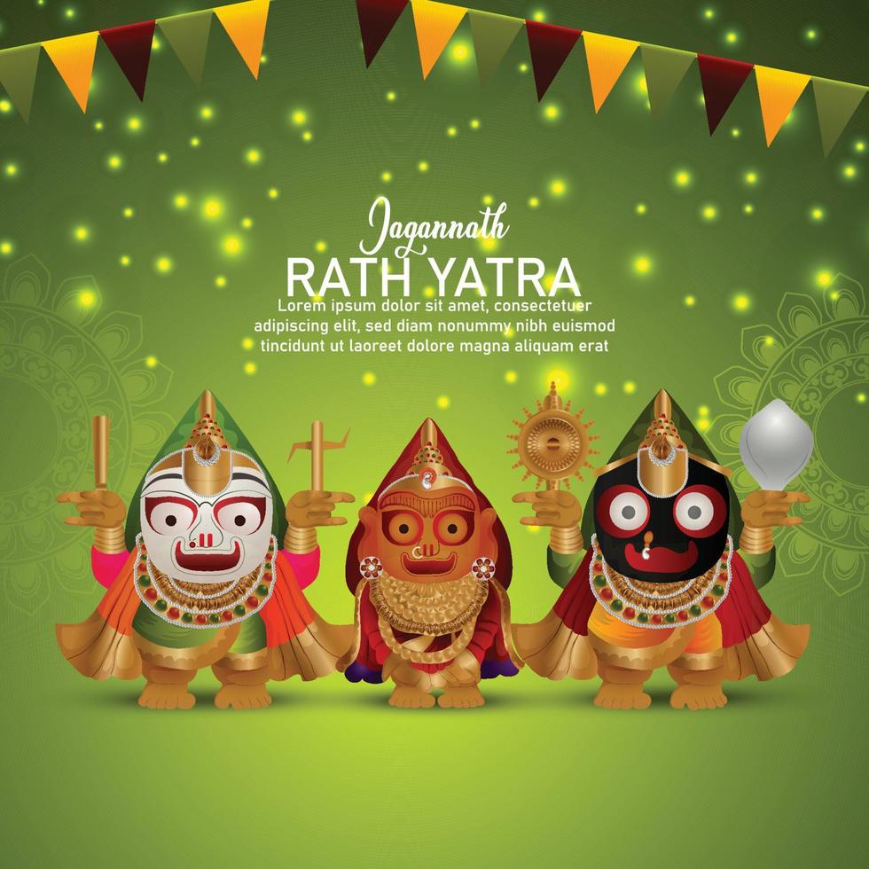 Lord jagannath balabhadra and subhadra vector illustration for happy rath yatra