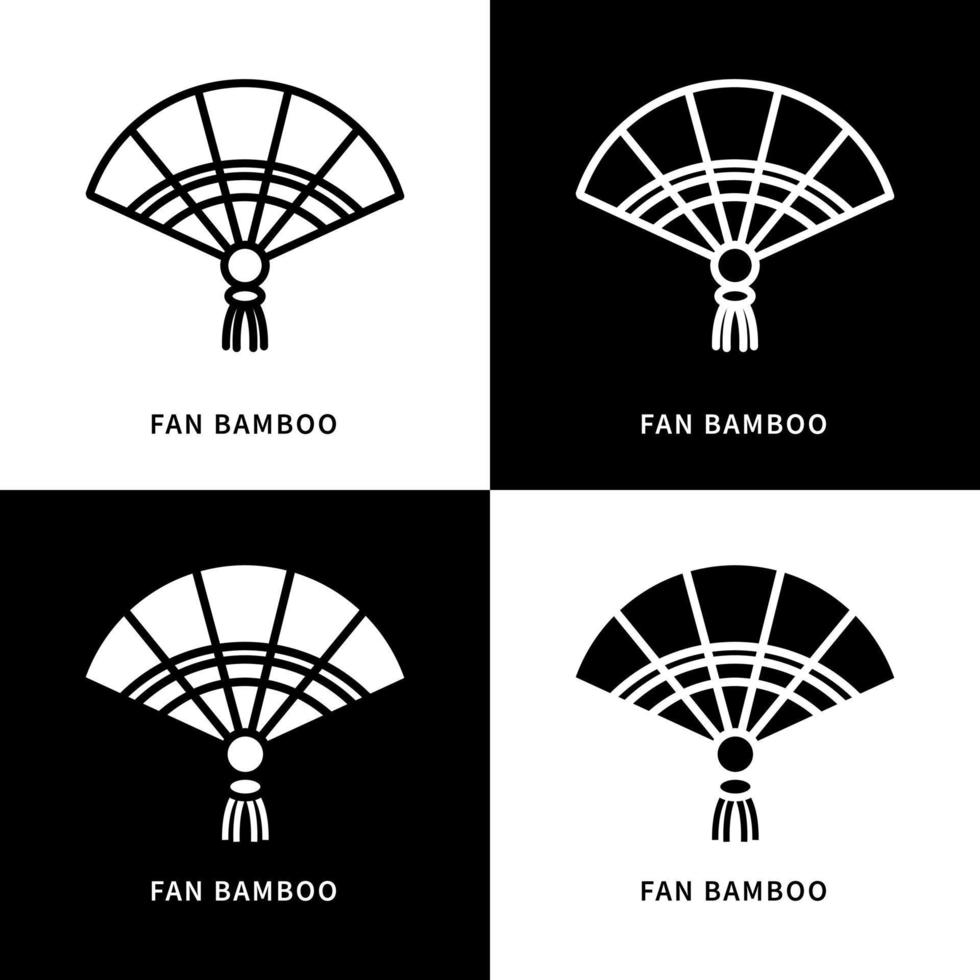 ilustración de conjunto de iconos de bambú de ventilador. vector de logotipo de ventilador tradicional