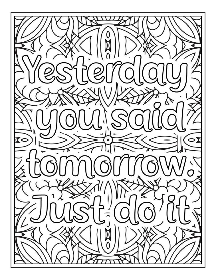 Motivational Quotes Coloring Book Pages vector