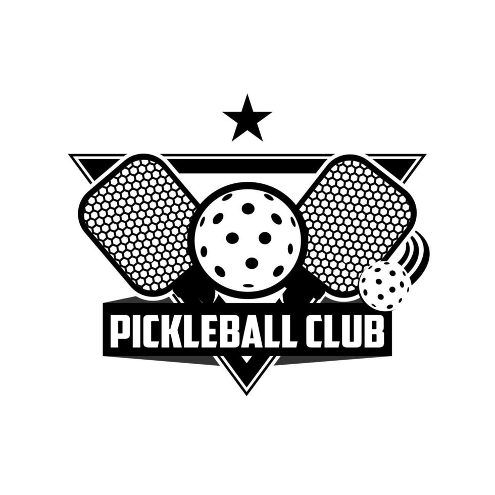 insignia del logotipo de la comunidad de pickleball triangular sobre fondo blanco vector