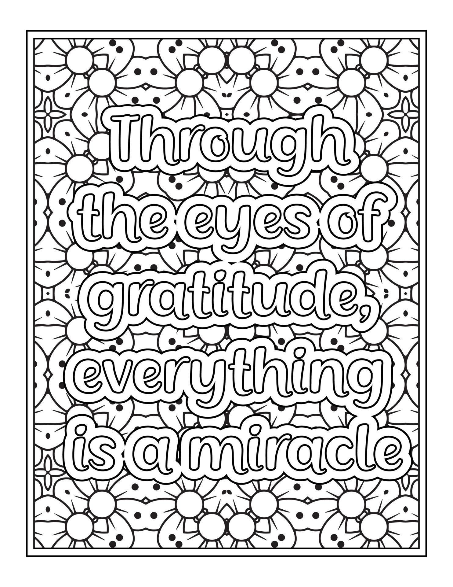 Gratitude Quotes coloring book for Adult 11991418 Vector Art at Vecteezy