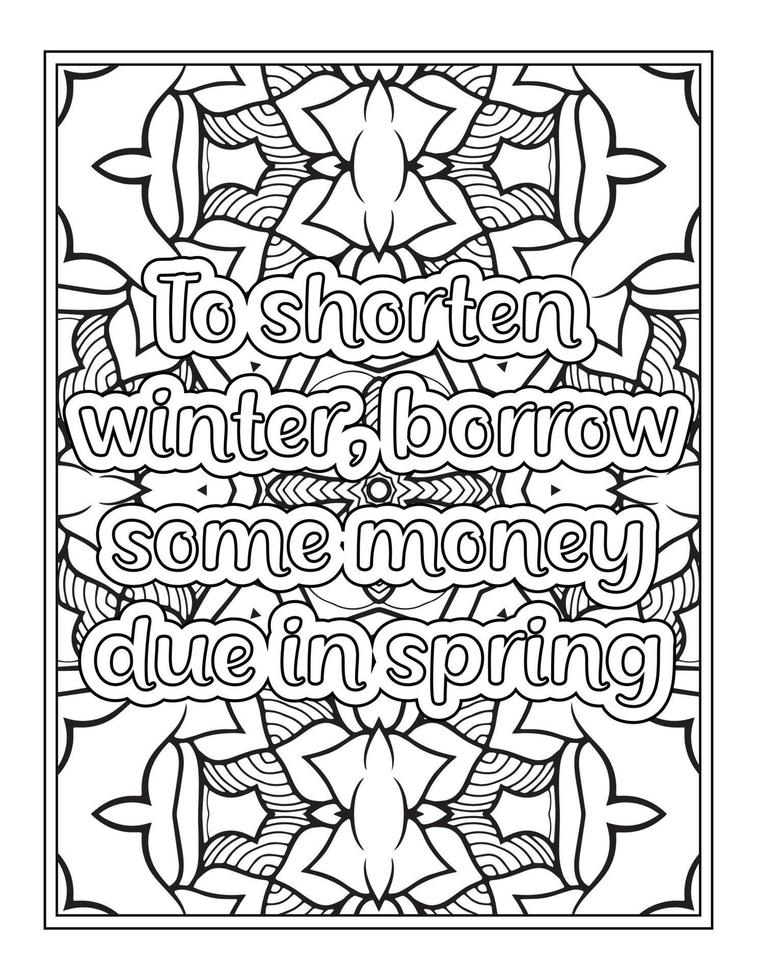 Winter Quotes coloring book vector