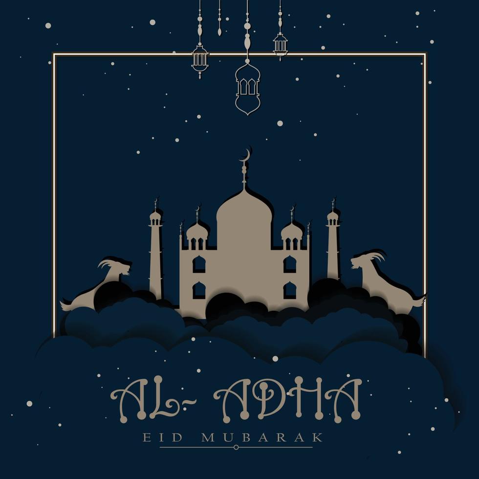happy eid adha mubarok for muslim celebration vector