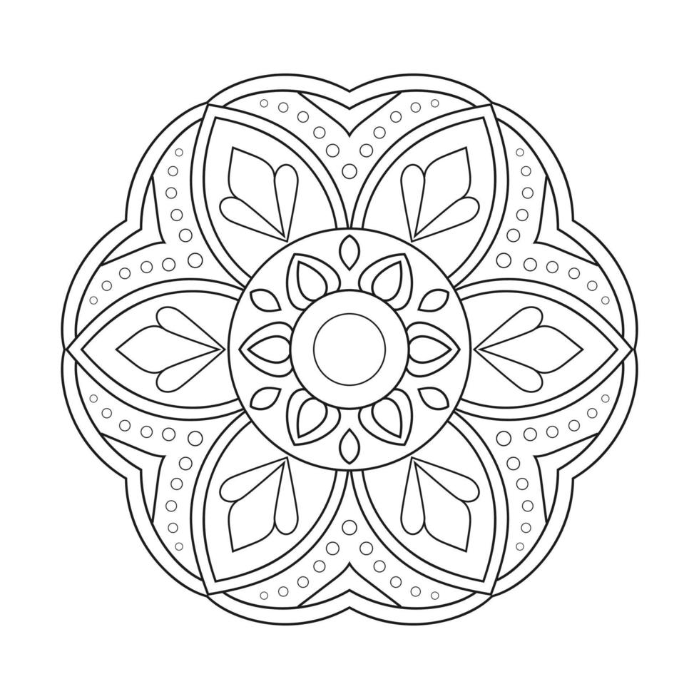 Floral mandala design with ethnic style black and white line art vector