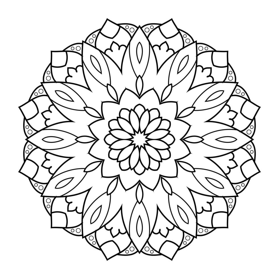 Floral mandala design with ethnic style black and white line art vector