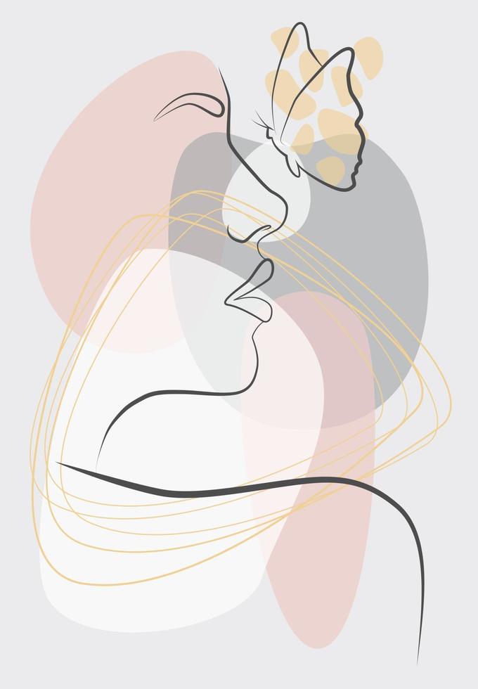 Linear woman portrait vector