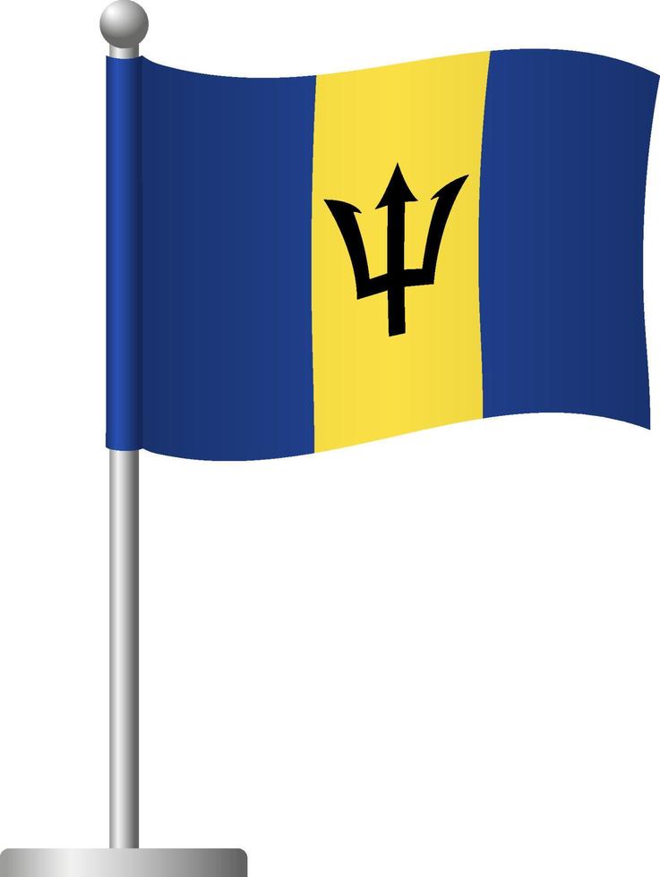 Barbados flag on pole icon vector