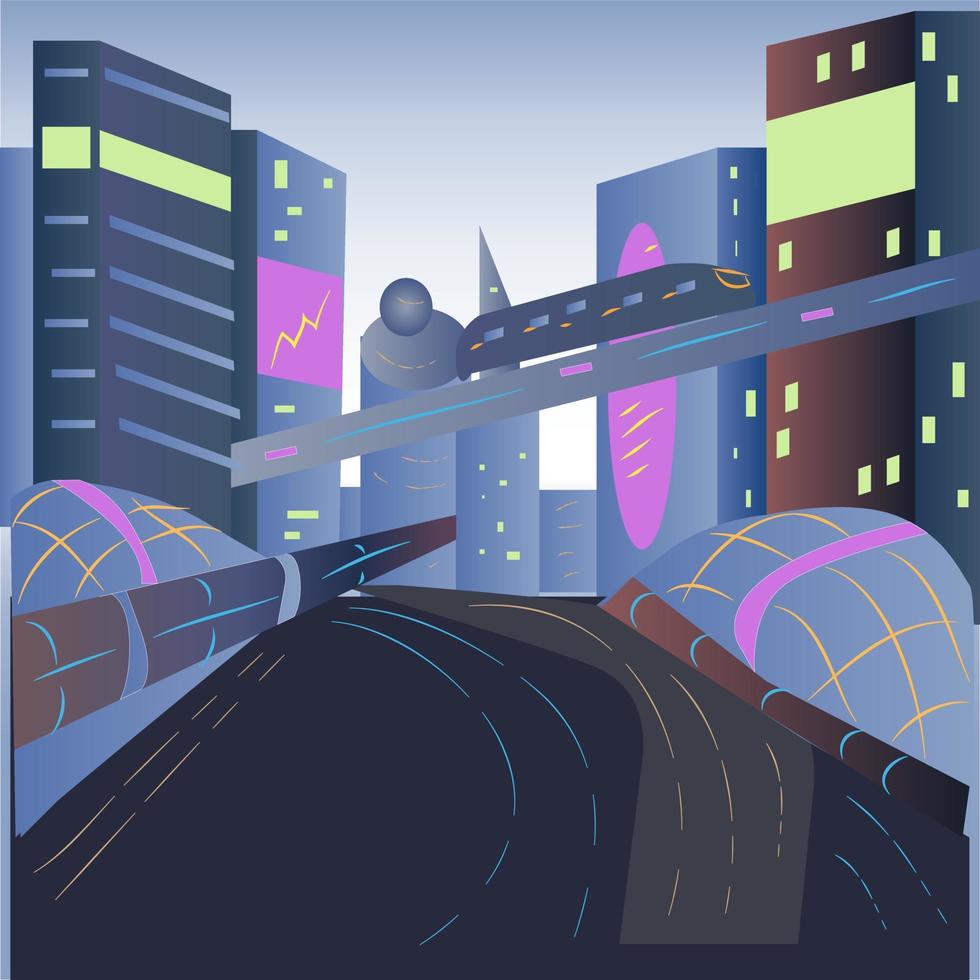 ilustración de vista de ciudad moderna vector