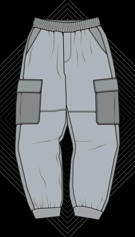 vector de pantalones de carga para hombres, pantalones de carga para hombres en un estilo de bloque de color, ilustración vectorial.