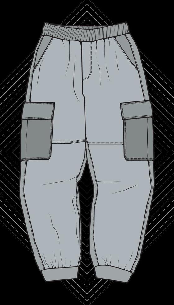 Men Cargo Pants Vector, Men Cargo Pants in a color block style, vector Illustration.