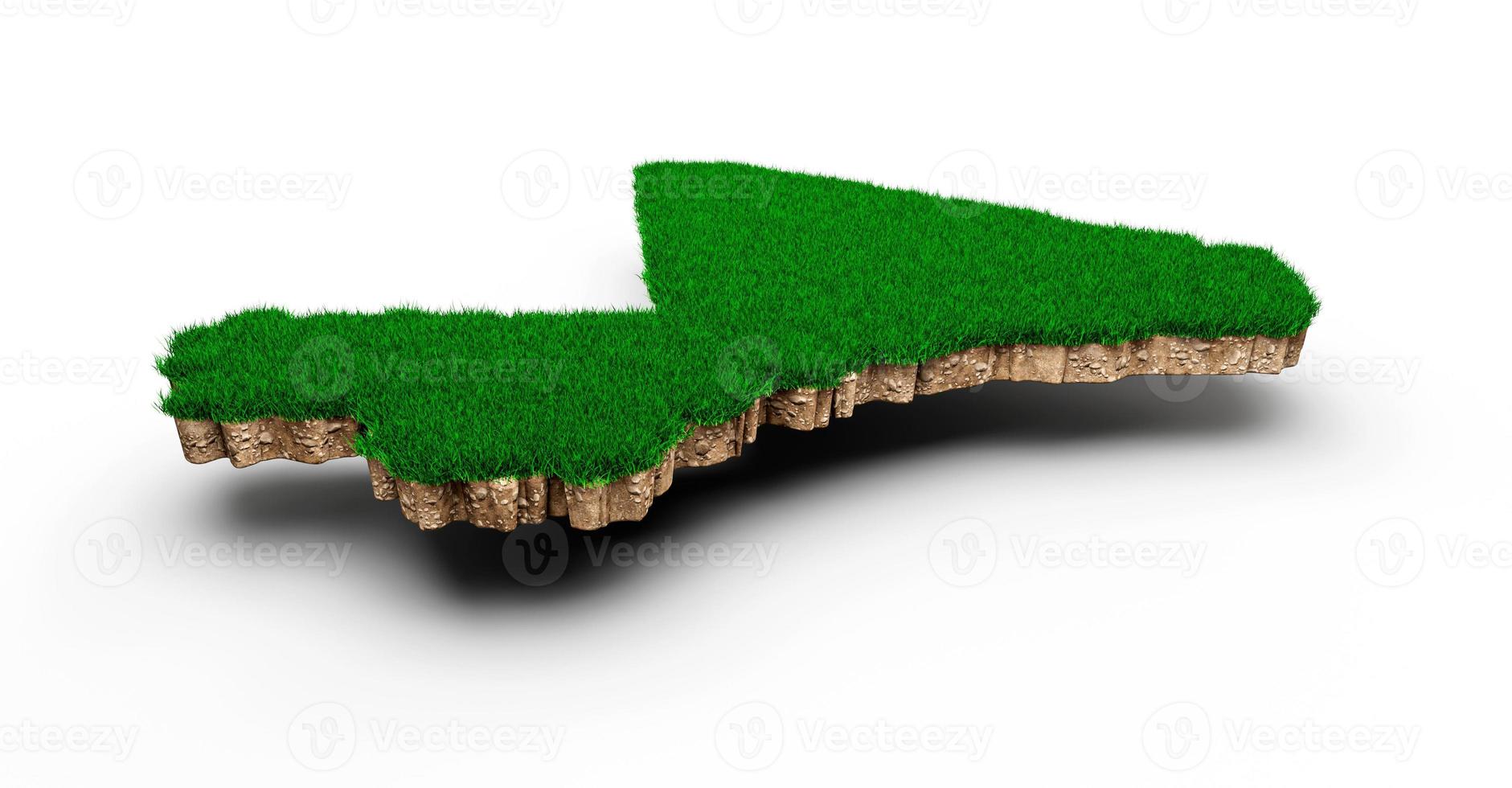 Mali Map soil land geology cross section with green grass and Rock ground texture 3d illustration photo