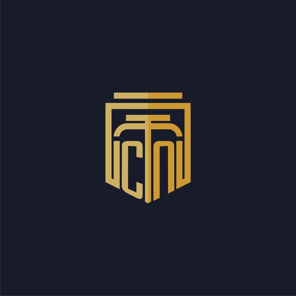 CN initial monogram logo elegant with shield style design for wall mural lawfirm gaming vector
