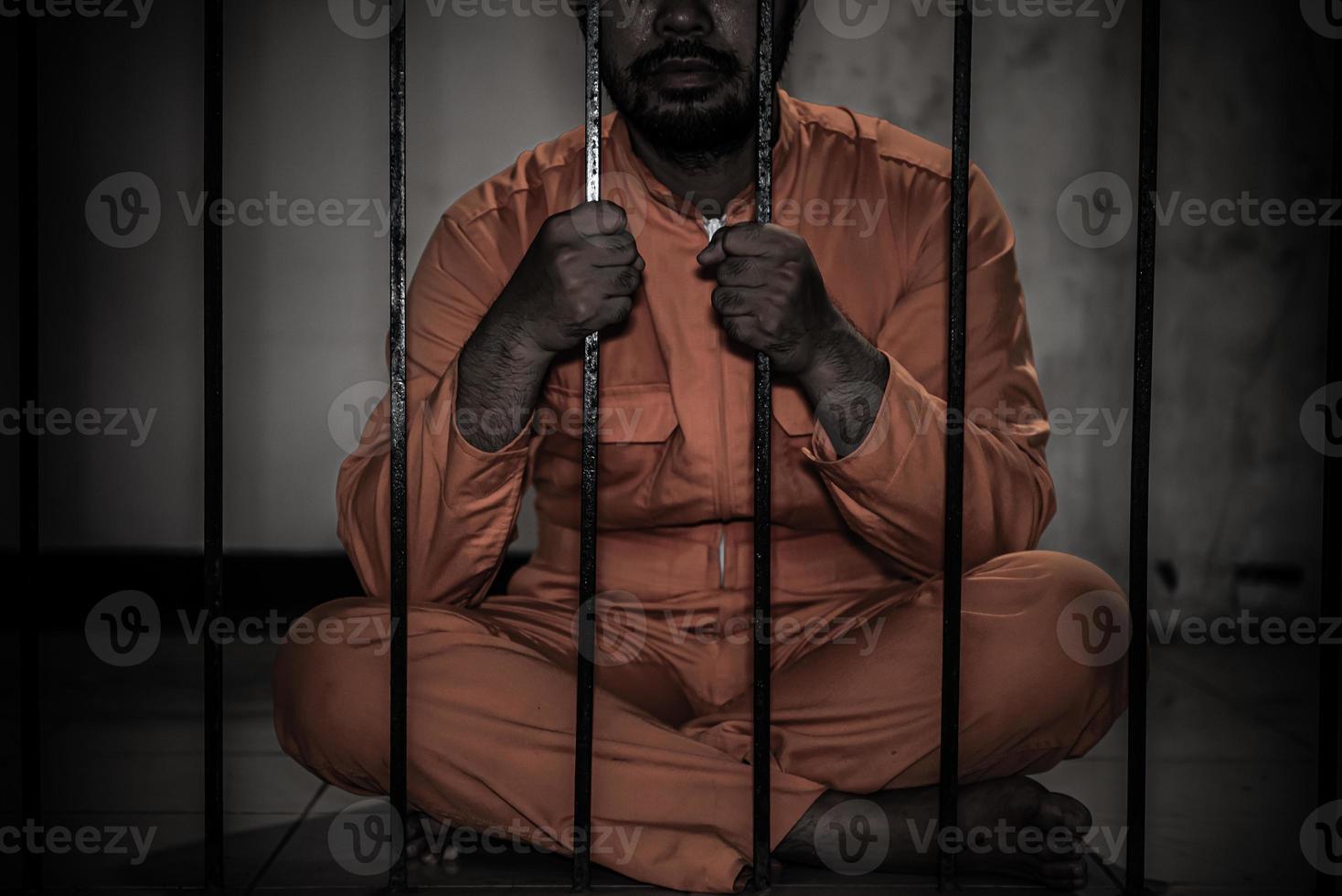 Hands of men desperate to catch the iron prison,prisoner concept,thailand people,Hope to be free. photo