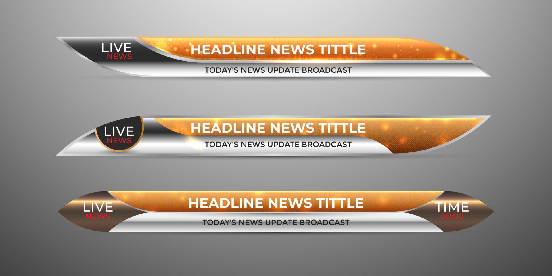 Broadcast news lower third modern banner template for television, video and media channel vector