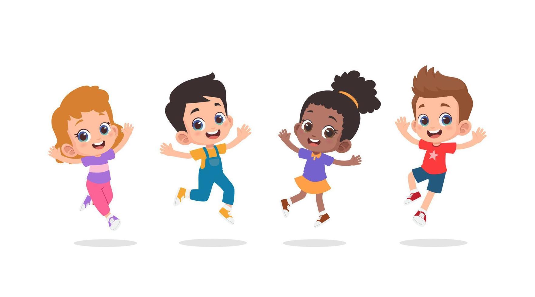 Group of happy children jumping vector