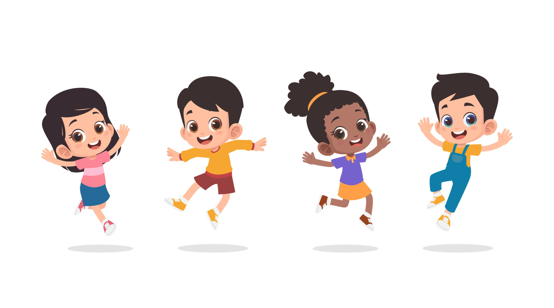 Group of cheerful children in a jump cartoon Vector Image