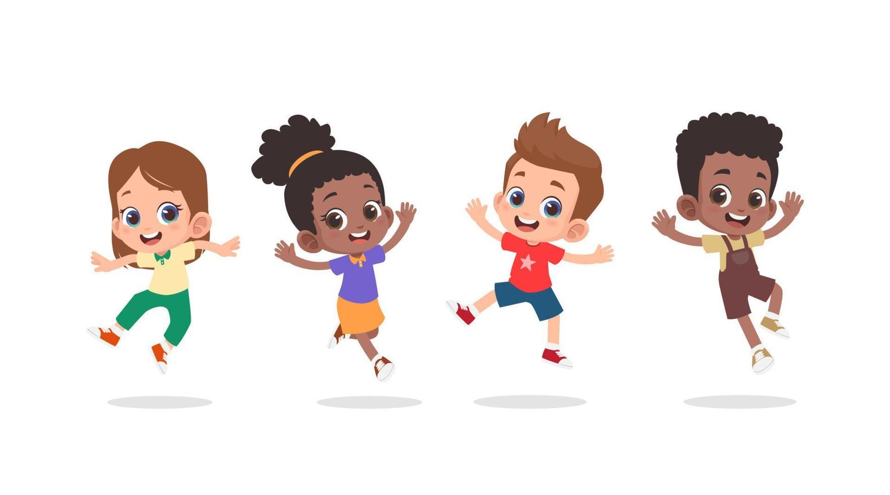 Group of happy children jumping vector