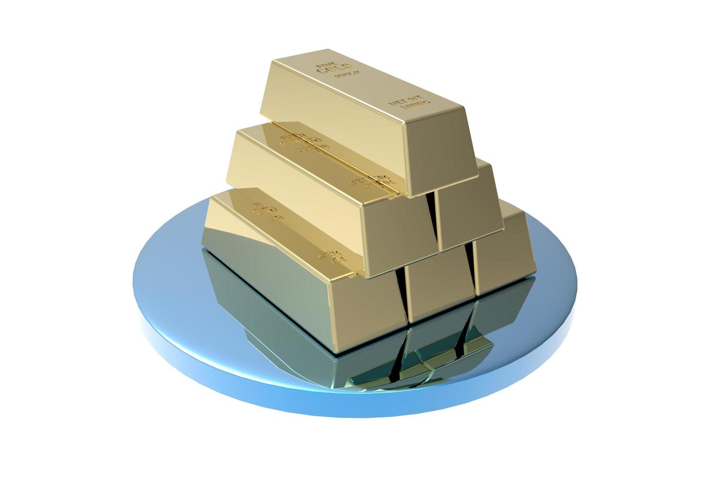 3d rendering Gold Bars with podium photo