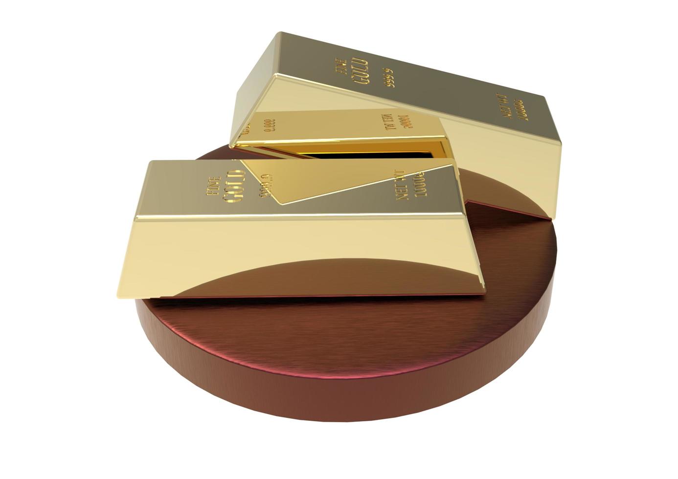 3d rendering Gold Bars with podium photo