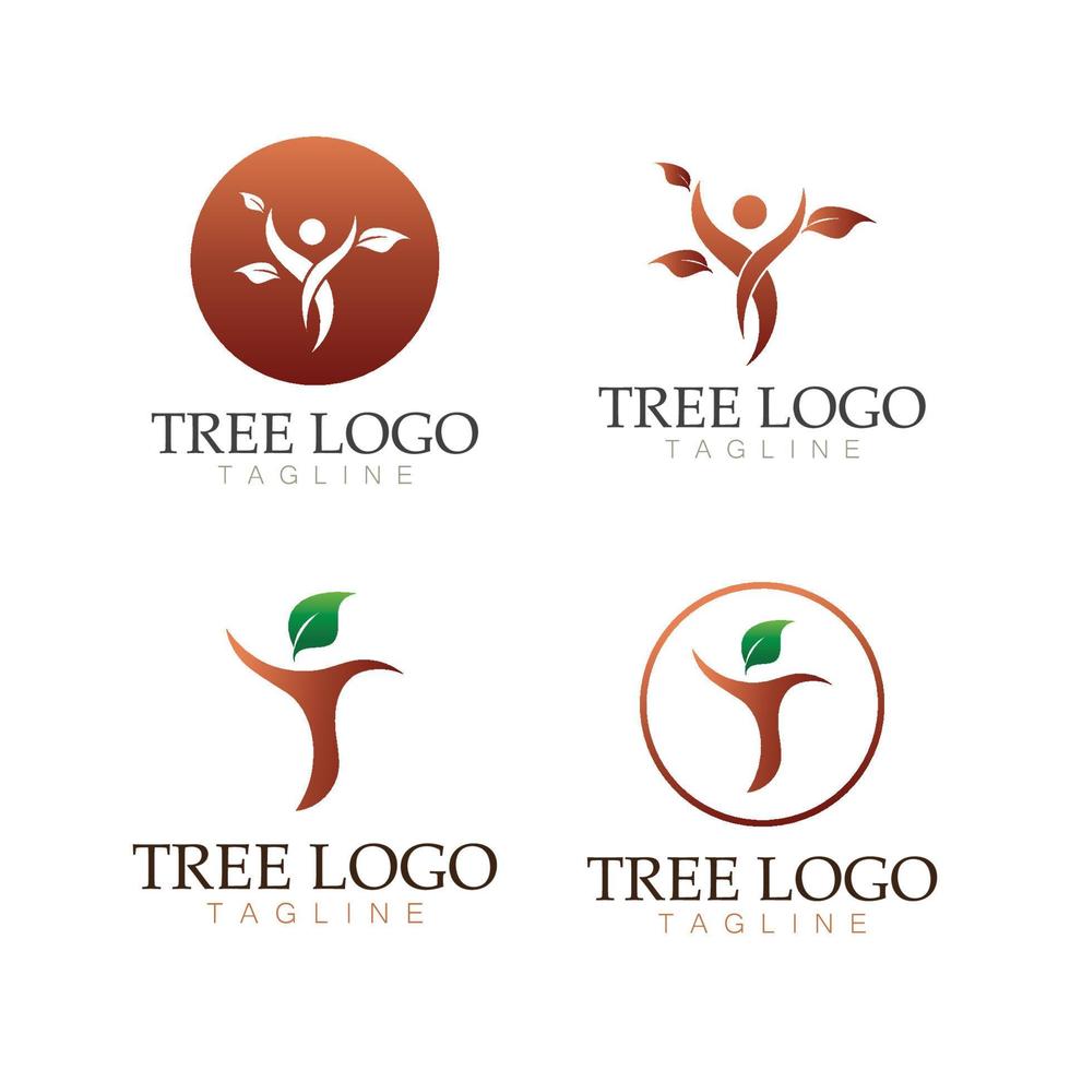 Tree logo icon vector illustration design.Vector silhouette of a tree templates of tree logo and roots  tree of life design illustration