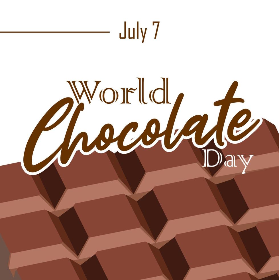 gráficos vectoriales del día mundial del chocolate. con ilustración de barra de chocolate. adecuado para el diseño de la celebración del día mundial del chocolate. diseño plano. diseño de folletos. ilustración plana 07 de julio vector