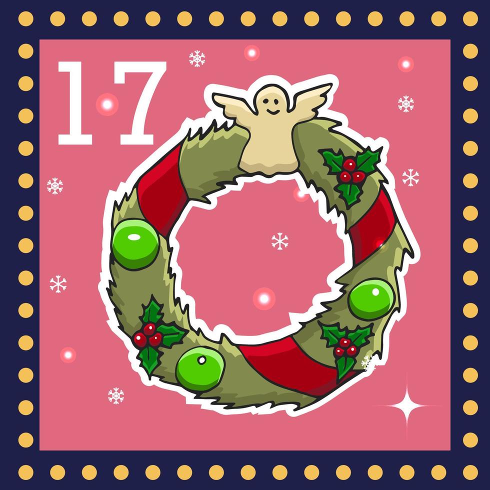 Christmas  advent calendar for kids. Vector Christmas illustration with christmas decorate.