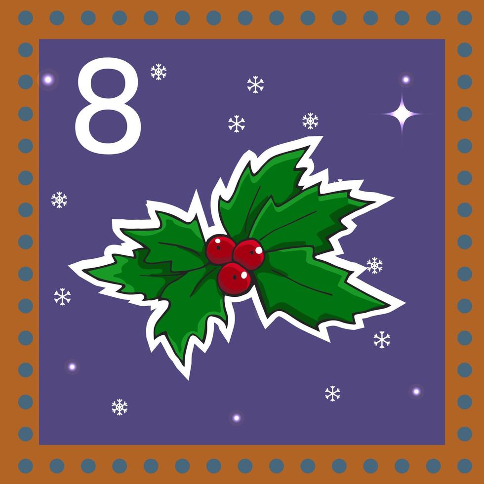 Christmas  advent calendar for kids. Vector Christmas illustration with christmas decorate.