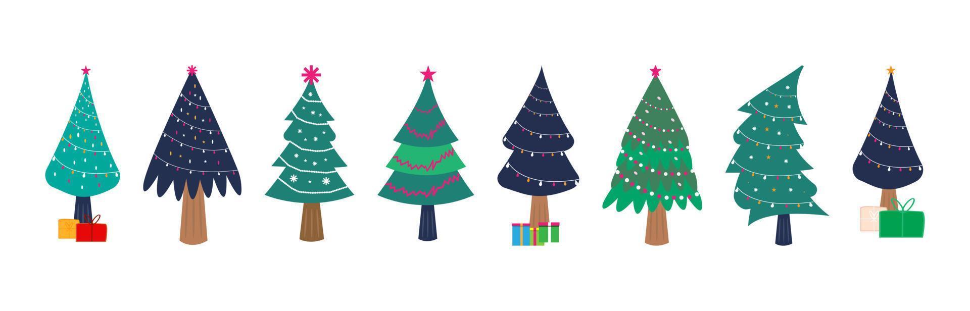 Collection of Christmas decorations tree vector