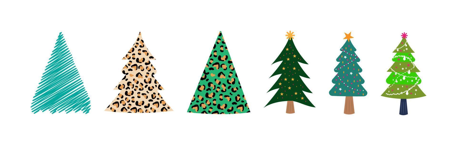 Collection of Christmas decorations tree vector