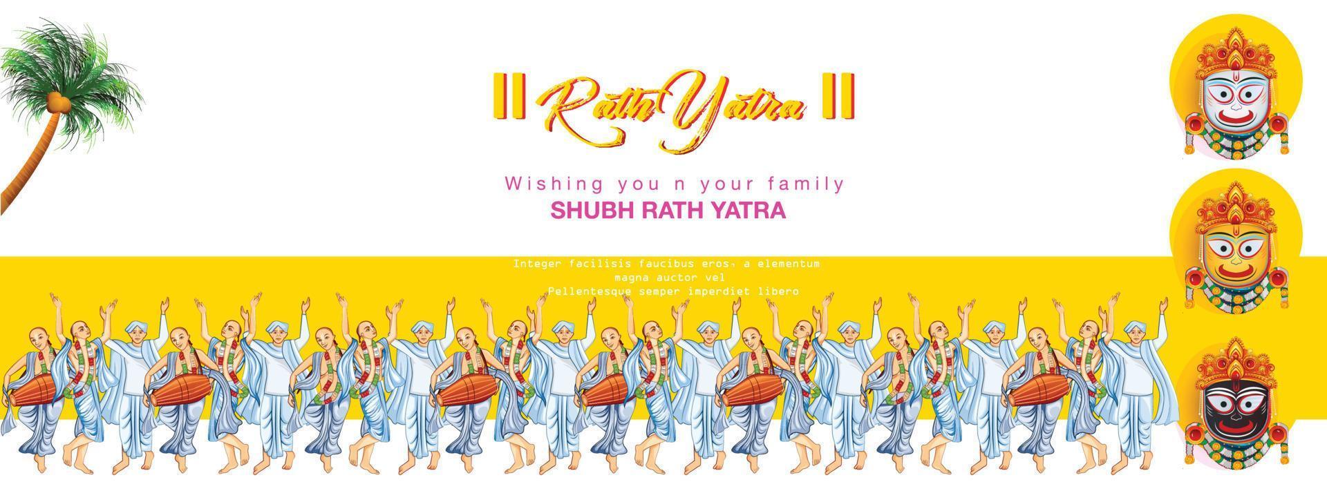 illustration of Lord Jagannath, Balabhadra and Subhadra on annual Rathayatra  temple on chariot with wheel,rath yatra vector