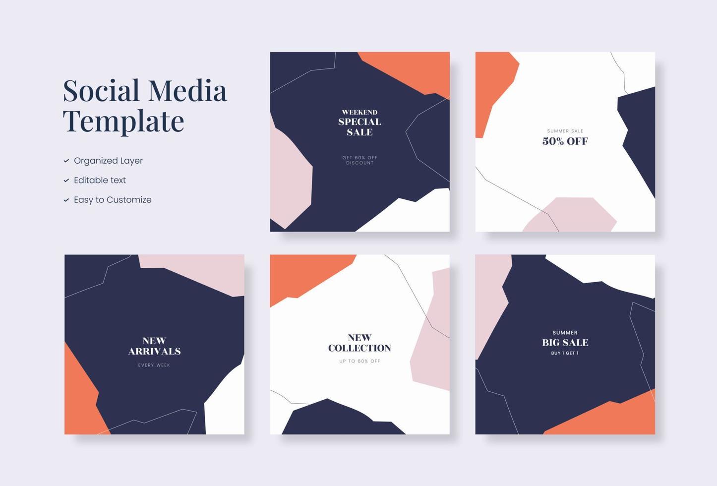 Social media template, trendy editable social media background vector