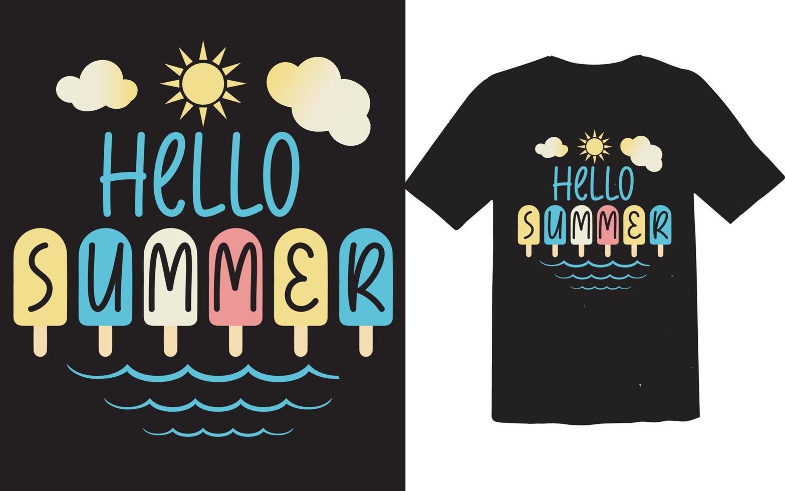 hola diseño de camiseta de helado de playa de vacaciones de verano vector