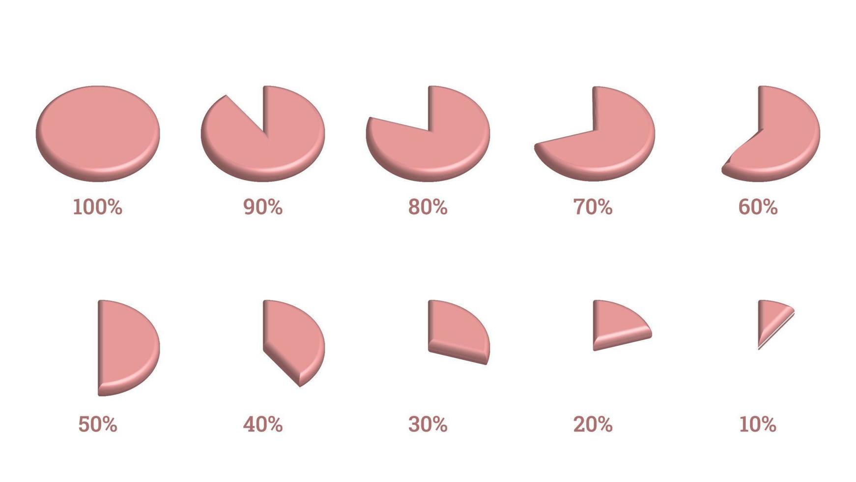 percentage infographics elements set in shape of 3d pie chart vector